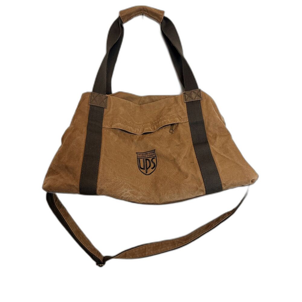 UPS Dri Duck Canvas Weekender Duffel Bag Brown Travel Shoulder Corporate Logo
